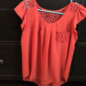 Orange lace cute back top